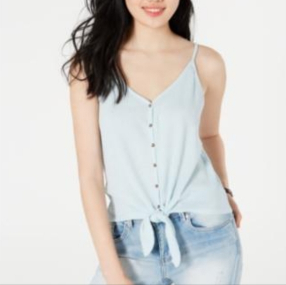 Hippie Rose Juniors' Tie Front Knit Top - Picture 1 of 11